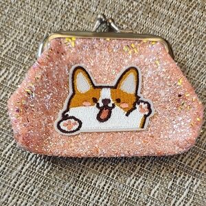 Hand Crafted Glittery Pink Kiss Lock Coin Purse